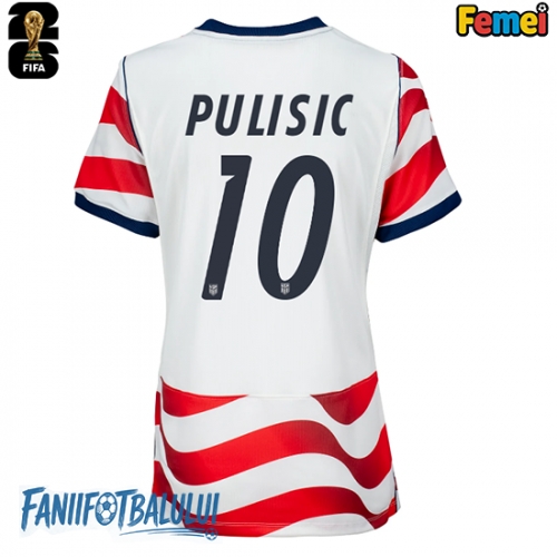 Statele Unite Christian Pulisic #10 Echipament de Fotbal Replică Mondial 2026 Femei Acasa Statele Unite Christian Pulisic #10 Echipament de Fotbal Replică Mondial 2026 Femei Acasa